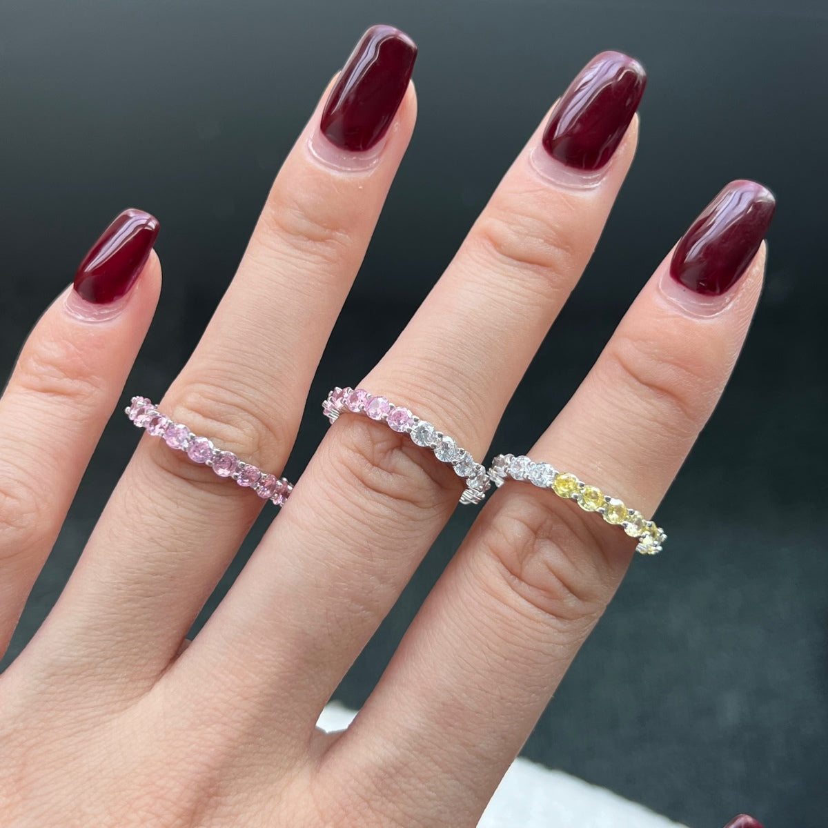 [CiCi]Sparkling Round Cut Tennis Ring