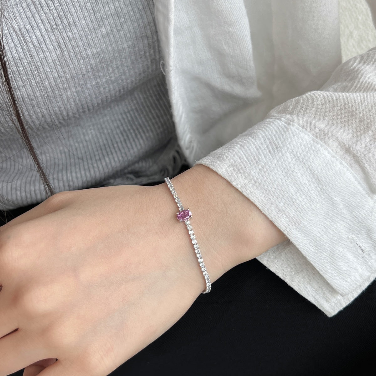 [CiCi]0.75 Carat Exquisite Oval Cut Daily Bracelet