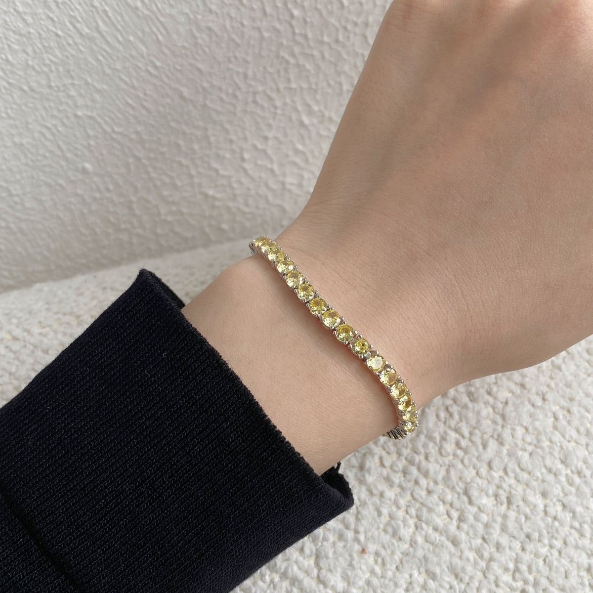 [CiCi]Ornate Dazzling Round Cut Tennis Bracelet