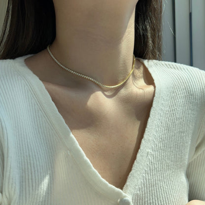 [CiCi]Delicate Round Shape Tennis Necklace
