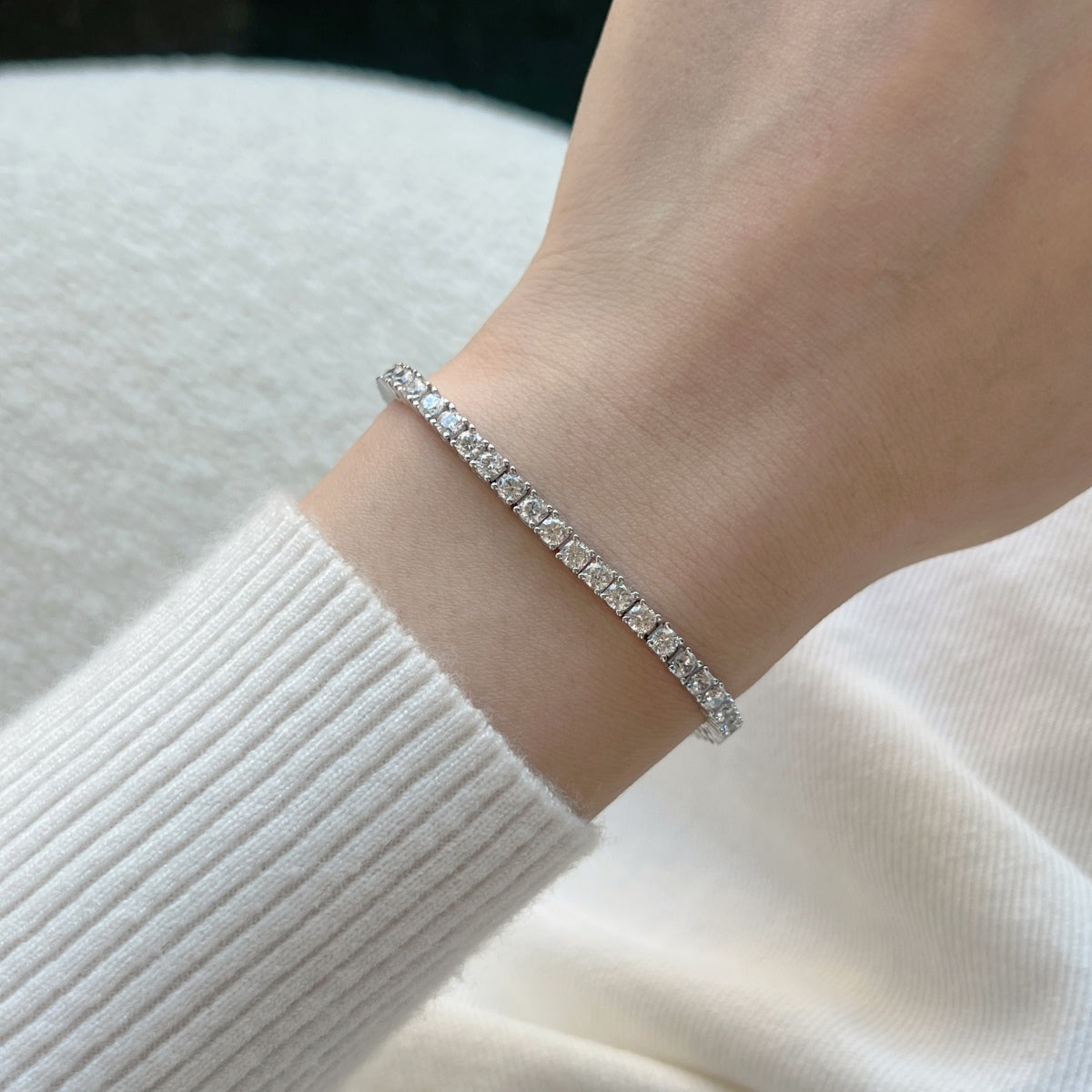 [CiCi]Dainty Charming Round Cut Tennis Bracelet