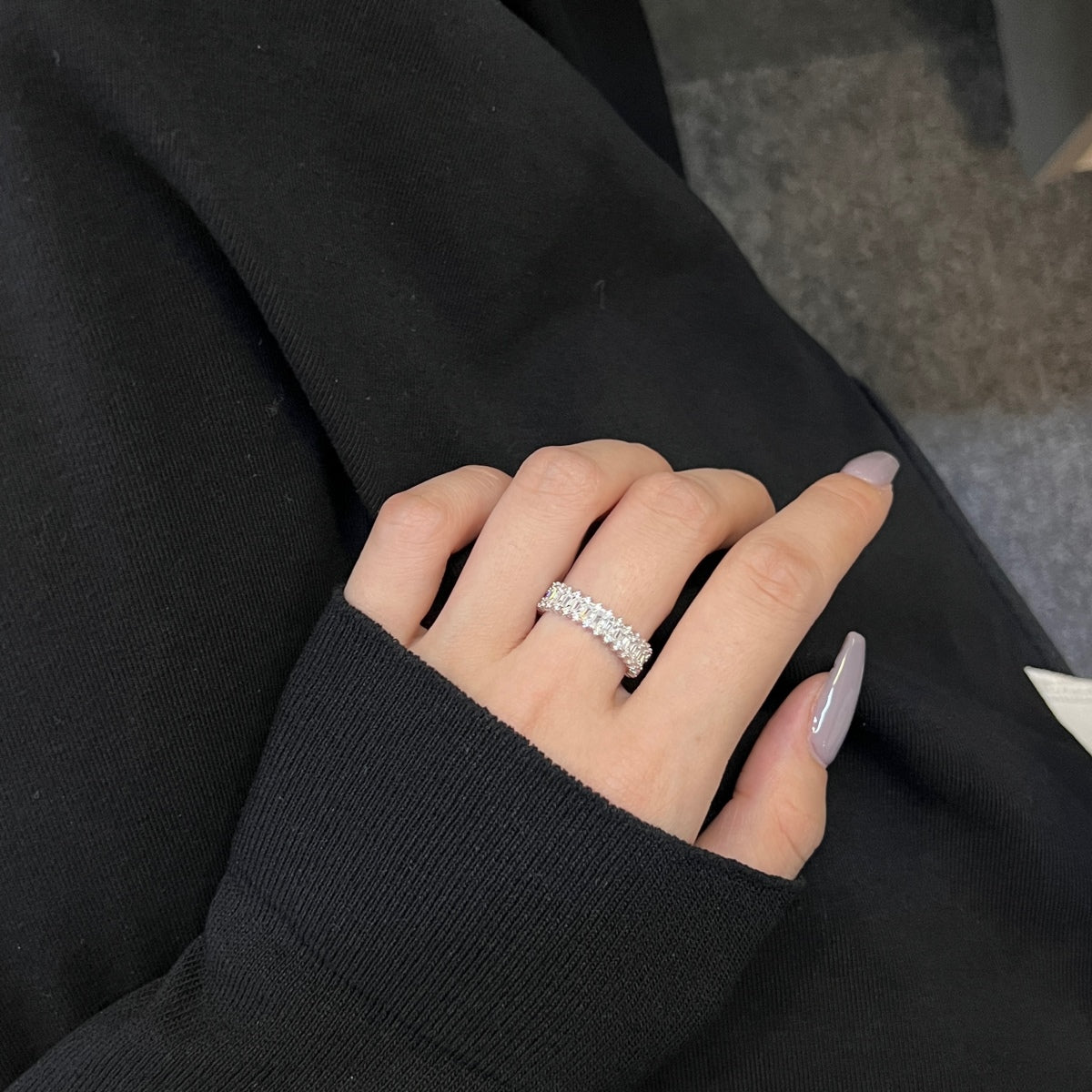 [CiCi]Splashy Ornate Emerald Cut Cocktail Ring