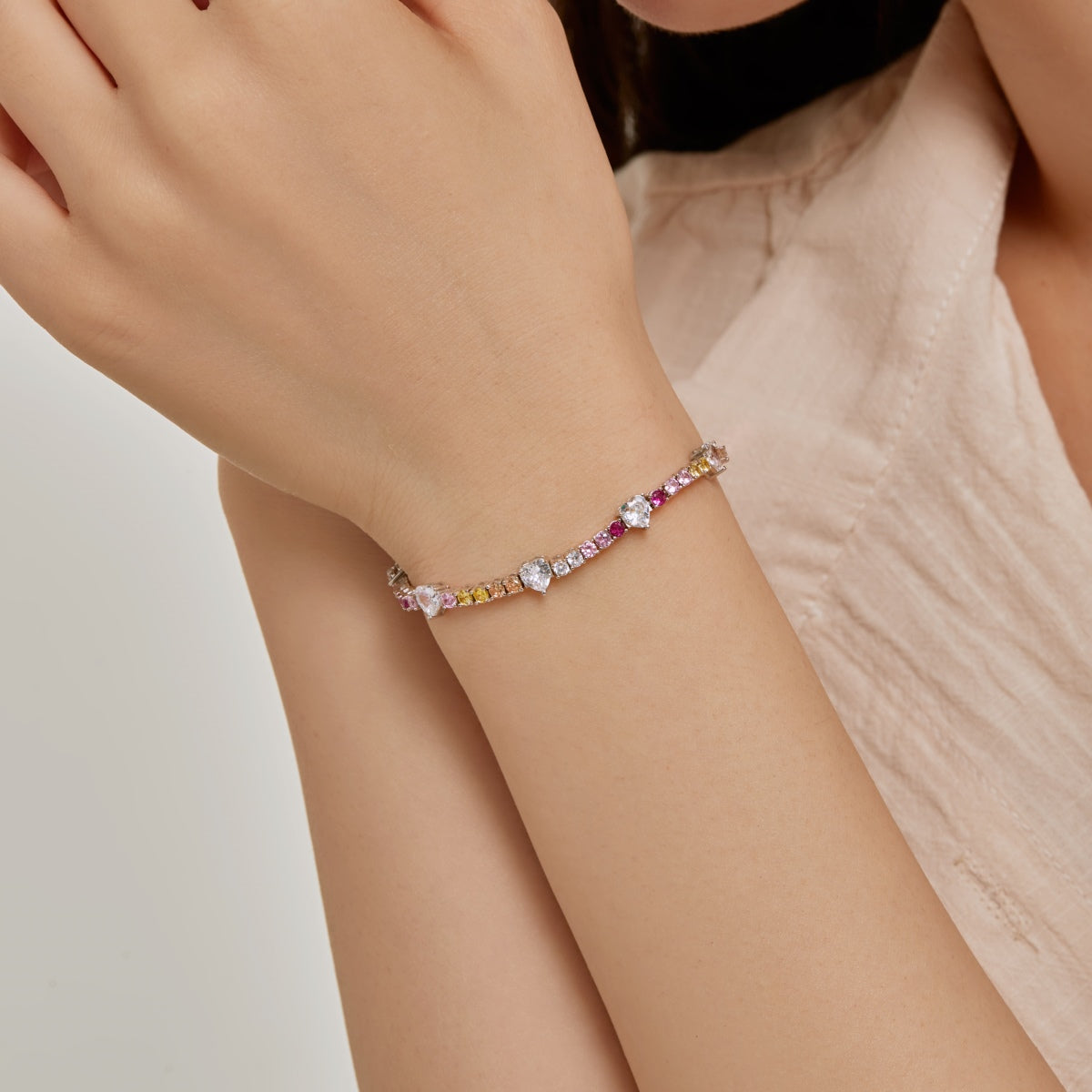 [CiCi]Romantic Heart Shape Round Cut Lover Bracelet