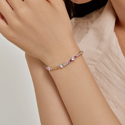 [CiCi]Romantic Heart Shape Round Cut Lover Bracelet