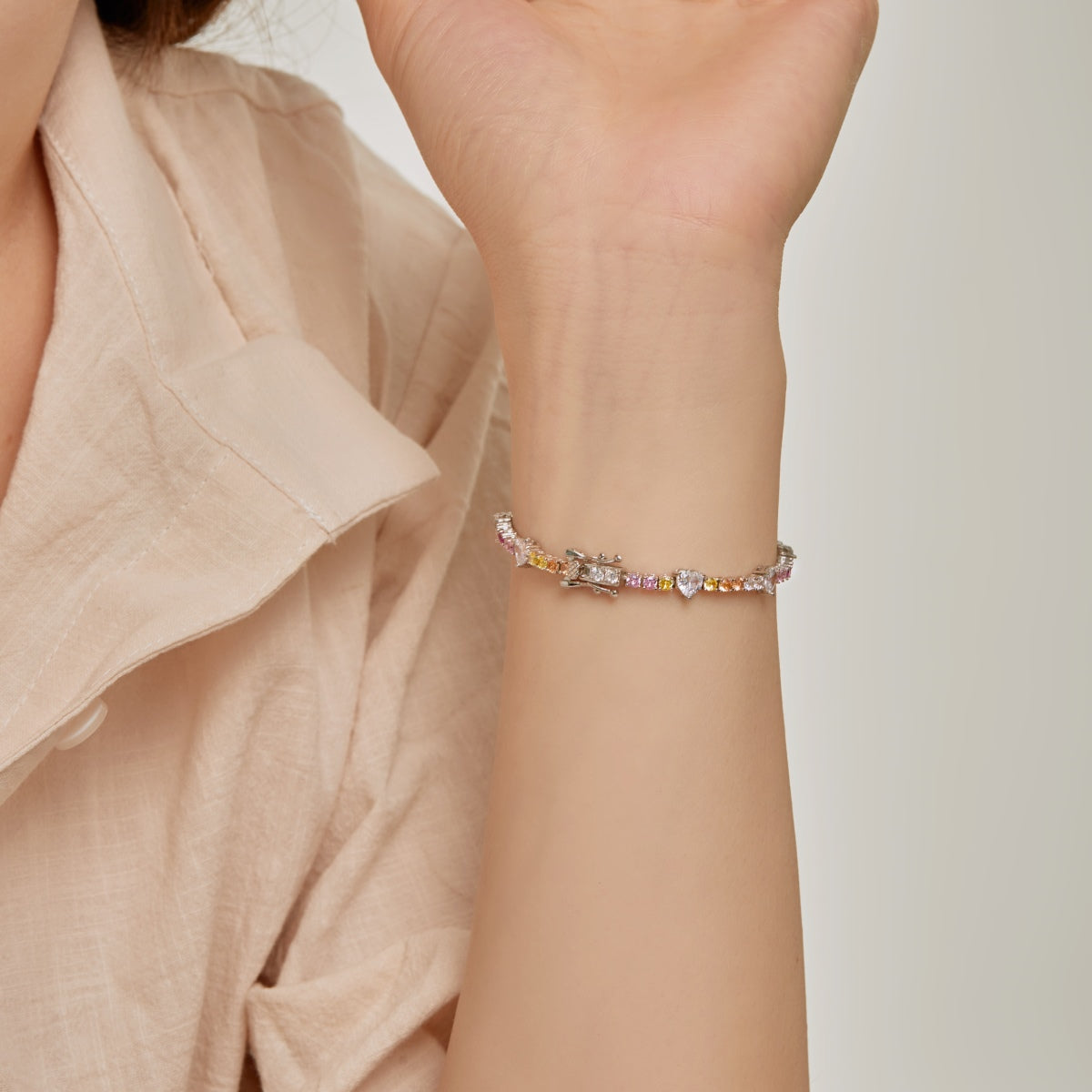 [CiCi]Romantic Heart Shape Round Cut Lover Bracelet