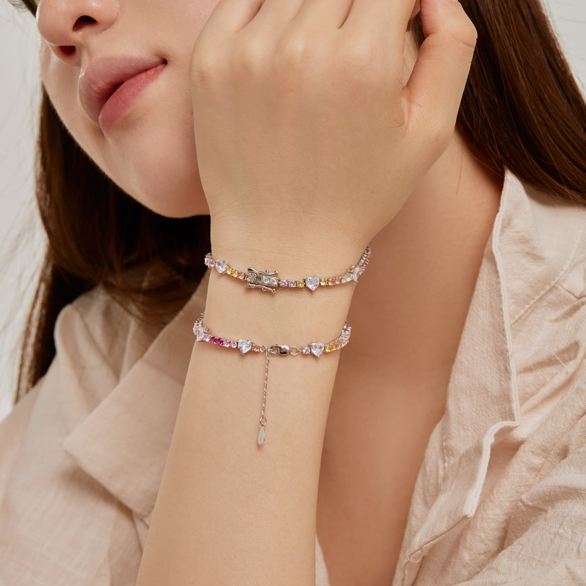 [CiCi]Romantic Heart Shape Round Cut Lover Bracelet