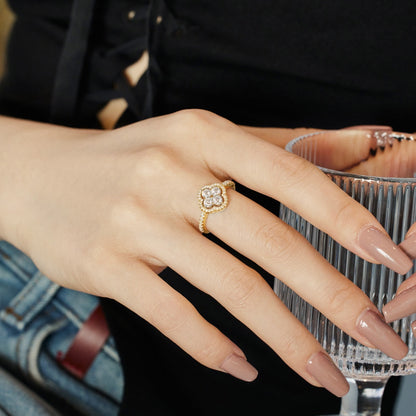 [CiCi]Four Leaf Clover Flower Design Ring