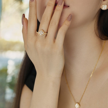 [CiCi]Four Leaf Clover Flower Design Ring