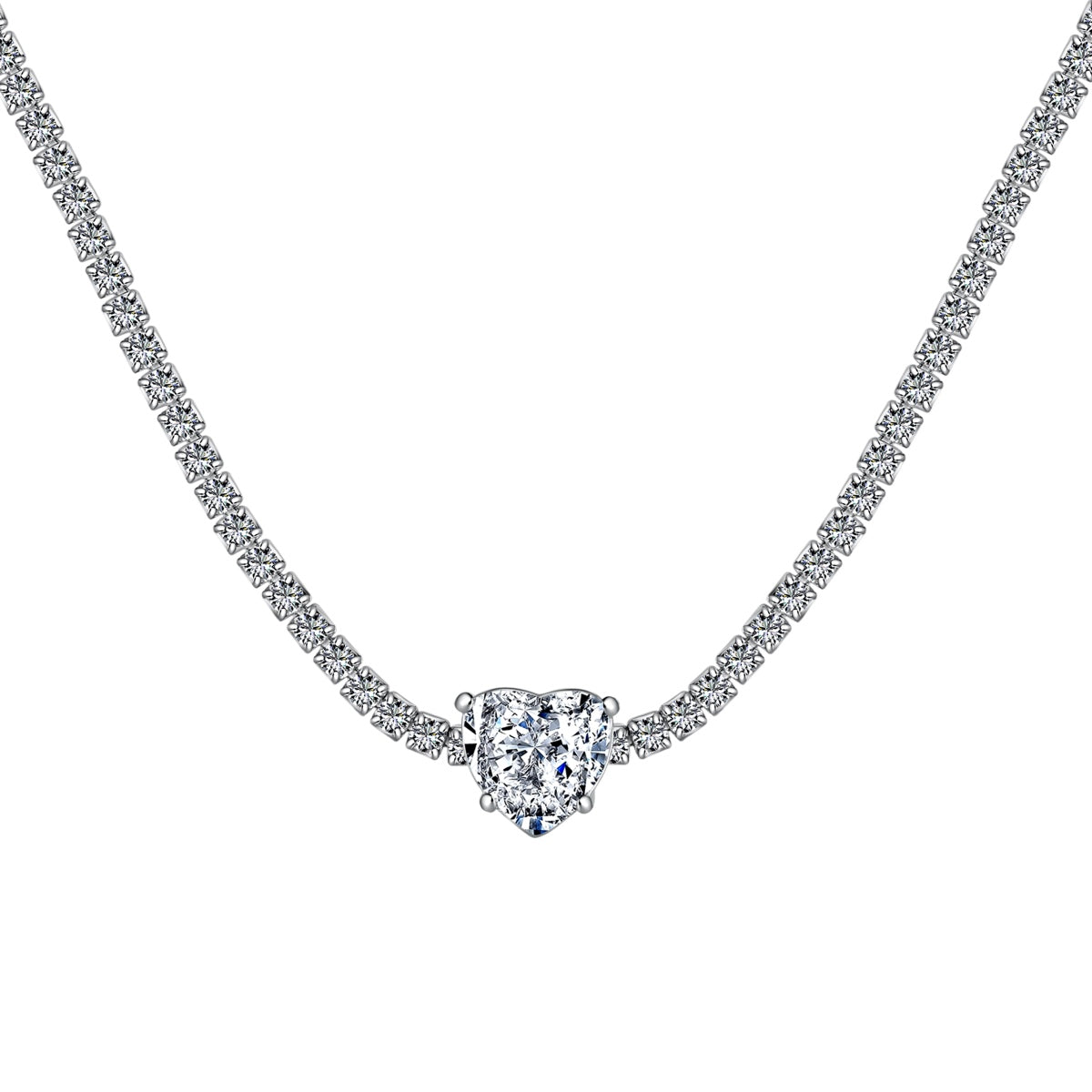 [CiCi]2.0 Carat Sparkling Tennis Heart Cut Necklace