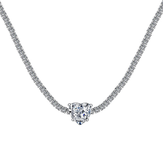 [CiCi]2.0 Carat Sparkling Tennis Heart Cut Necklace