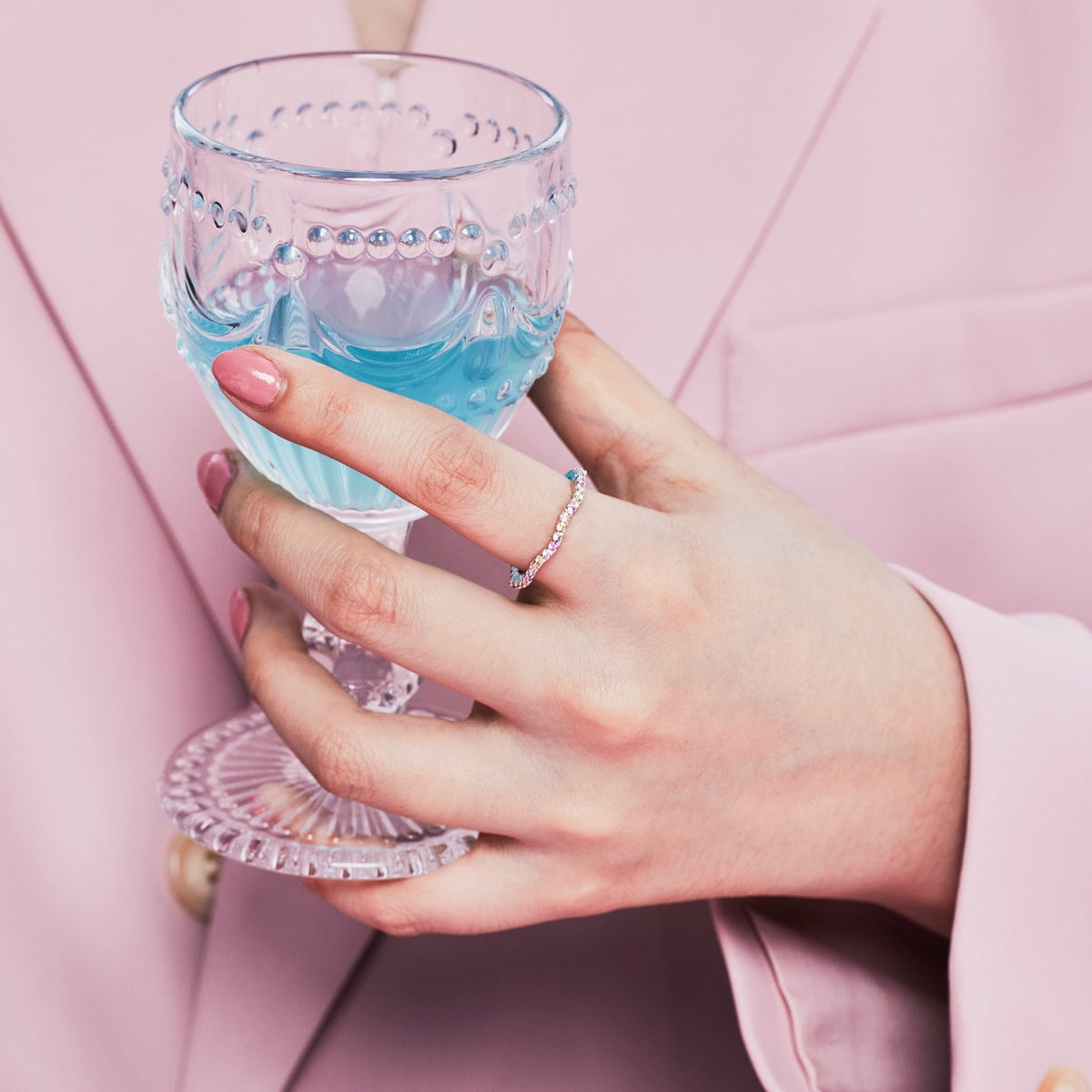 [CiCi]Dainty Colorful Round Cut Party Ring