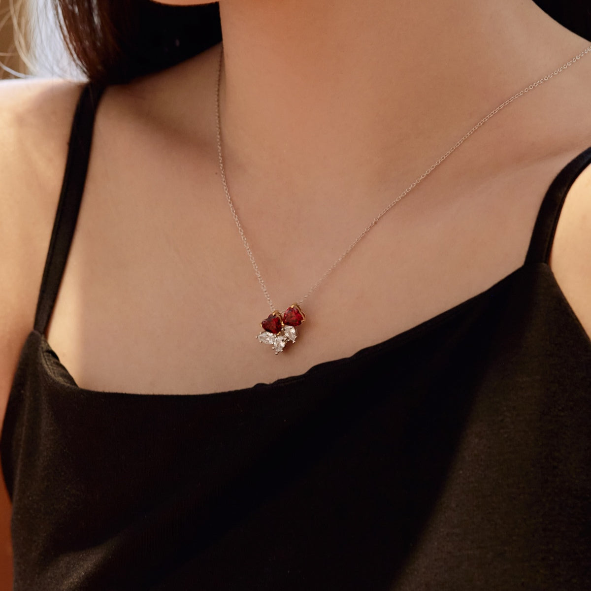 [CiCi]Dainty Red Heart Necklace