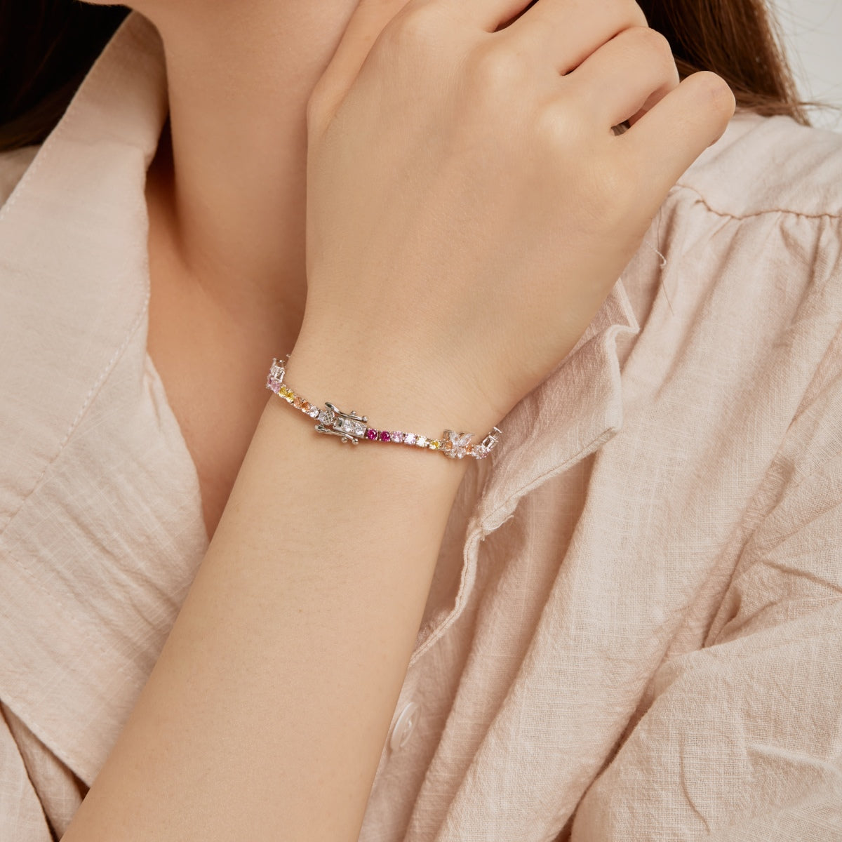 [CiCi]Ornate Colorful Butterfly Shape Round Cut Daily Bracelet