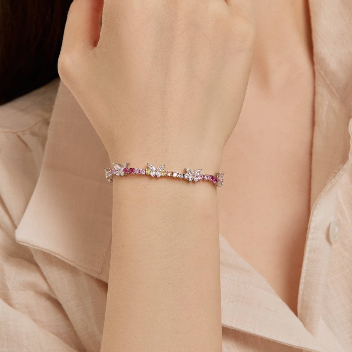 [CiCi]Ornate Colorful Butterfly Shape Round Cut Daily Bracelet