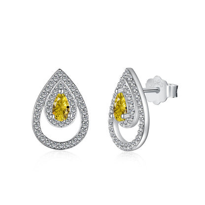 [CiCi]Sparkling Delicate Water Drop Shape Daily Earrings