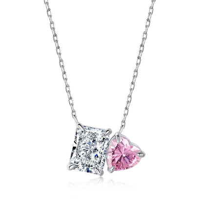 [CiCi]Dazzling Square & Heart Shape Necklace
