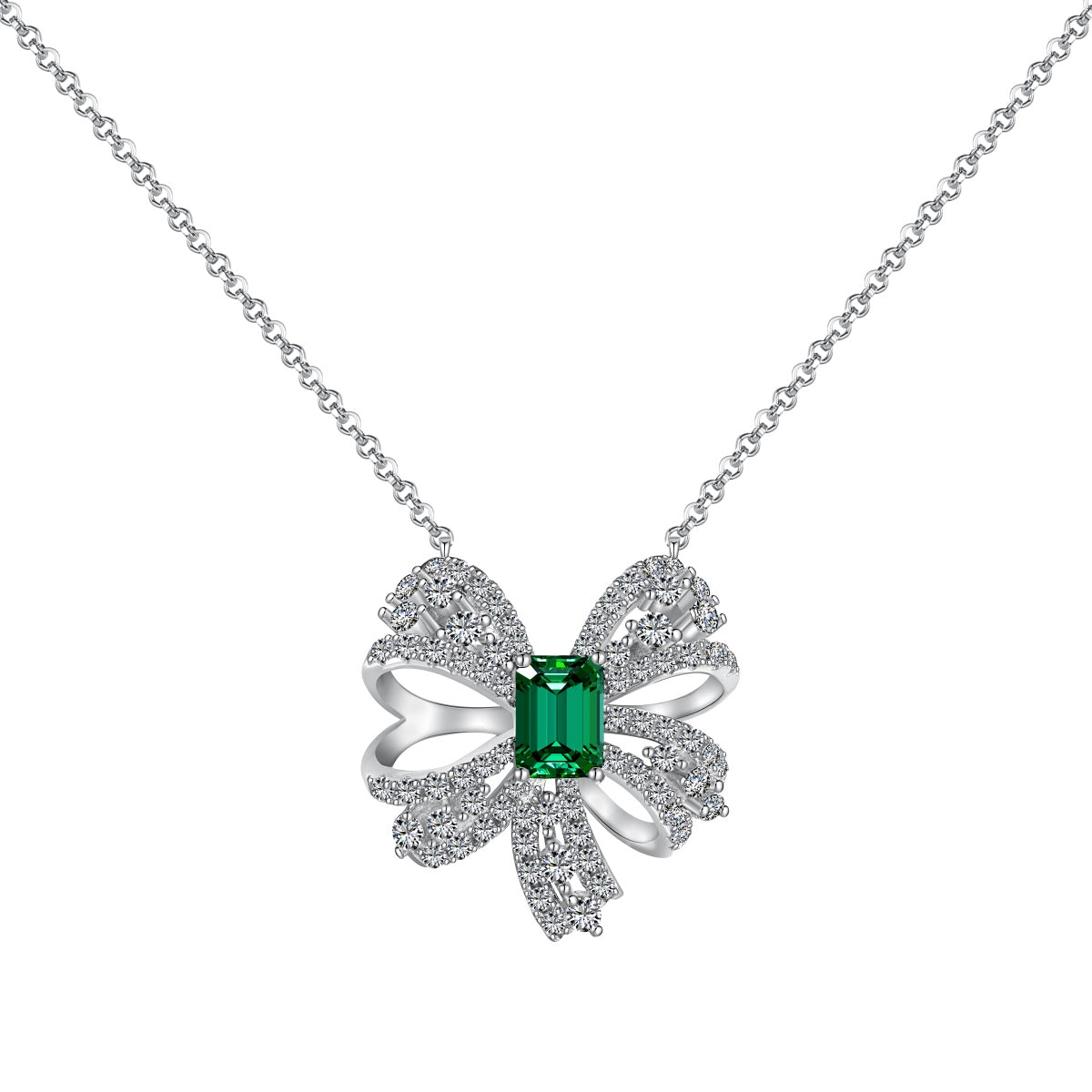 [CiCi]Luxurious Flower Shape Emerald Cut Necklace