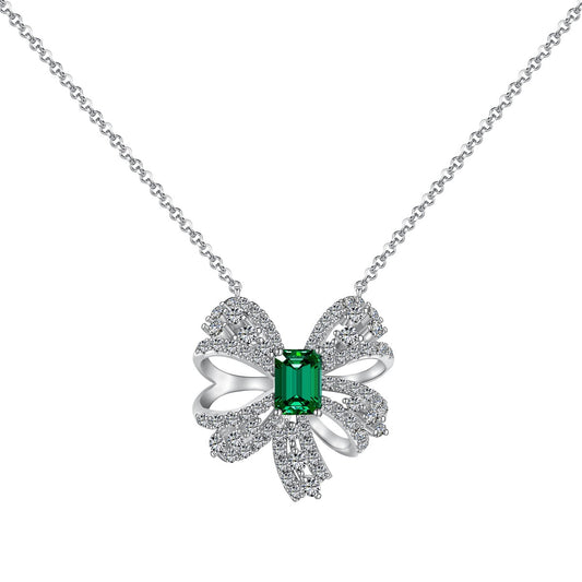 [CiCi]Luxurious Flower Shape Emerald Cut Necklace