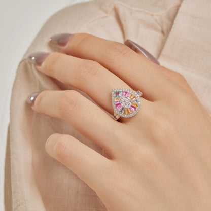[CiCi]Elegant Colorful Water Drop Shape Banquet Ring