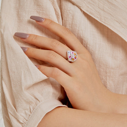 [CiCi]Elegant Colorful Water Drop Shape Banquet Ring