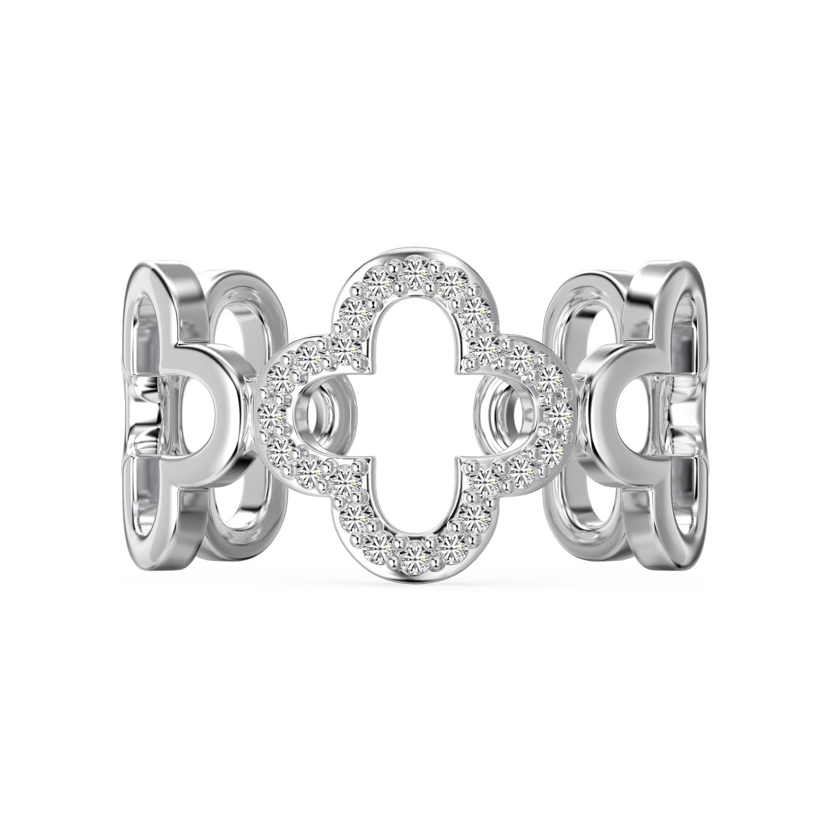 [CiCi]Hollow Design Four-Leaf Clover Flower Shape Ring