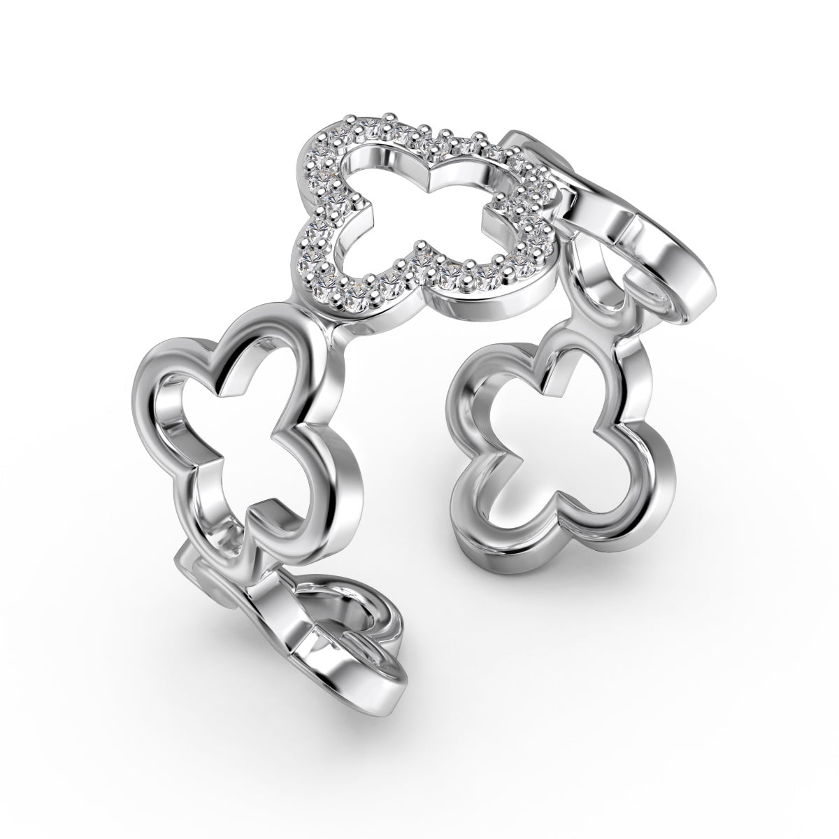 [CiCi]Hollow Design Four-Leaf Clover Flower Shape Ring