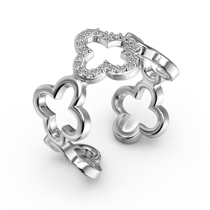 [CiCi]Hollow Design Four-Leaf Clover Flower Shape Ring