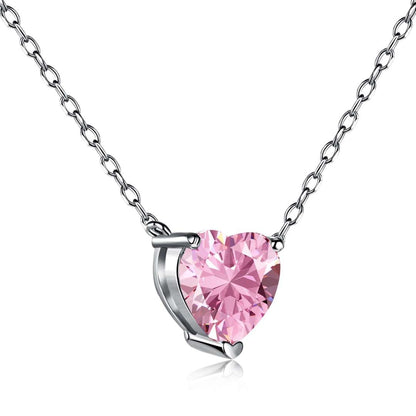 [CiCi]Heart Shape Main Stone Pendant Collarbone Necklace
