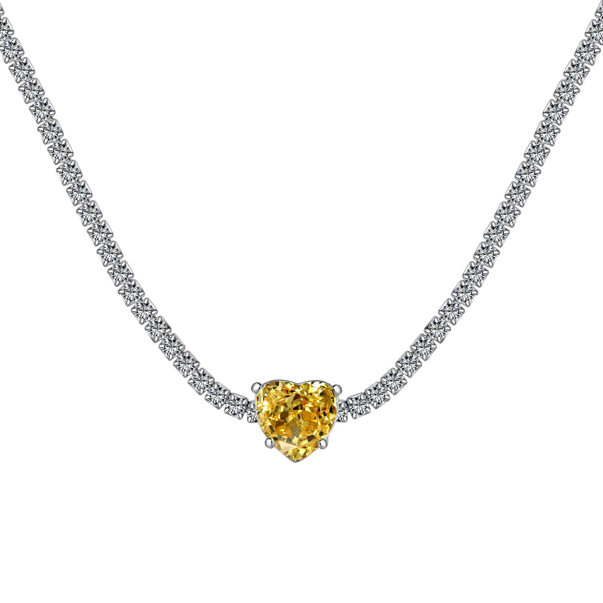 [CiCi]2.0 Carat Sparkling Tennis Heart Cut Necklace