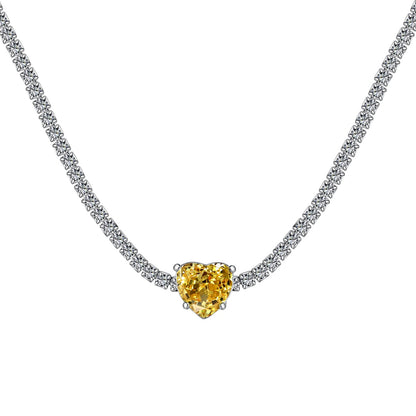 [CiCi]2.0 Carat Sparkling Tennis Heart Cut Necklace