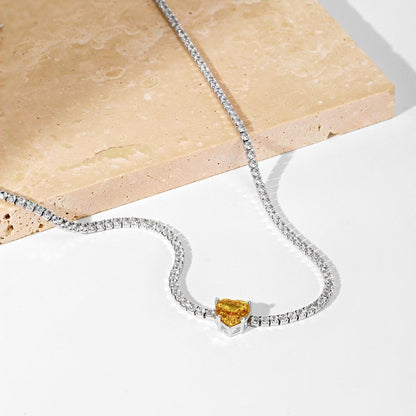 [CiCi]2.0 Carat Sparkling Tennis Heart Cut Necklace