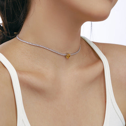 [CiCi]2.0 Carat Sparkling Tennis Heart Cut Necklace