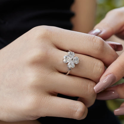 [CiCi]Heart-shaped Four-Leaf Clover Ball Ring
