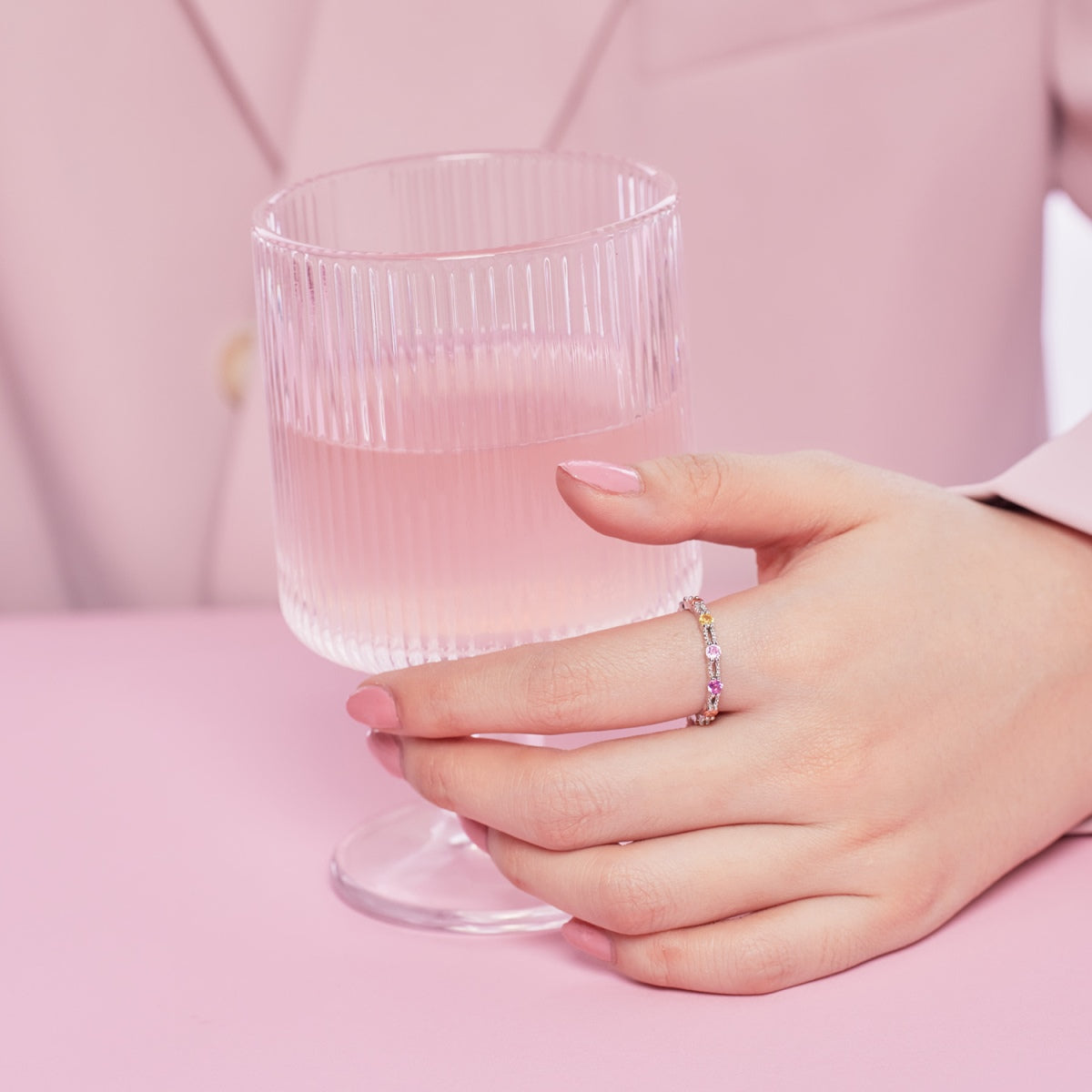 [CiCi]Sparkling Colorful Round Cut Tennis Ring