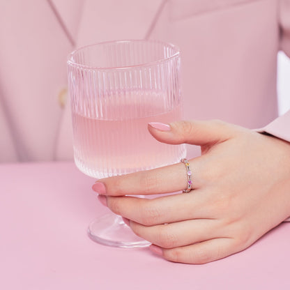 [CiCi]Sparkling Colorful Round Cut Tennis Ring