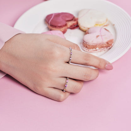 [CiCi]Sparkling Colorful Round Cut Tennis Ring