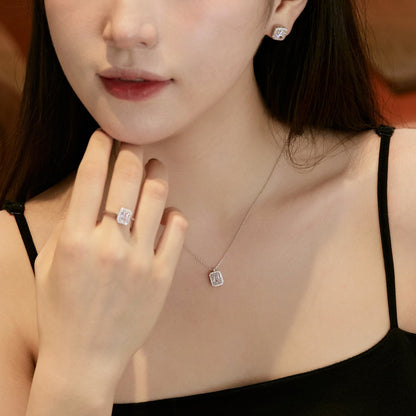 [CiCi]1.0 Carat Luxurious Dainty Emerald Cut Daily Earrings