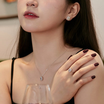 [CiCi]1.0 Carat Luxurious Dainty Emerald Cut Daily Earrings