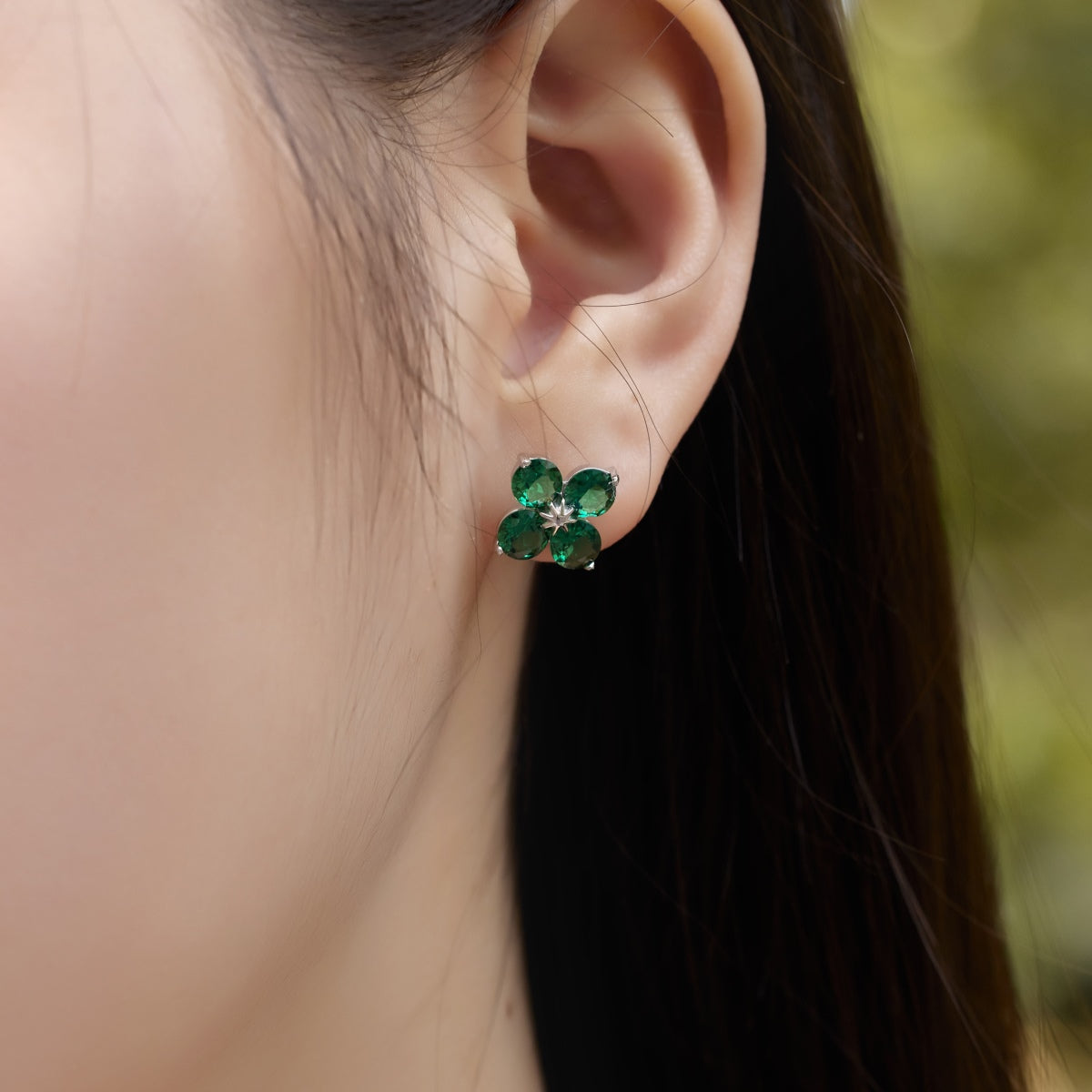 [CiCi]Four-Leaf Clover Eight-Pointed Star Earrings