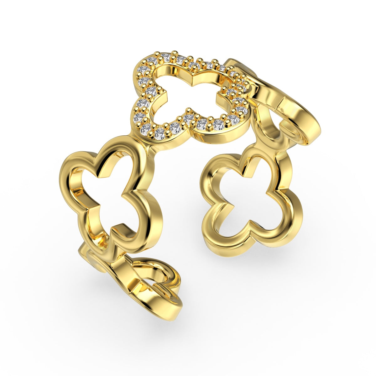 [CiCi]Hollow Design Four-Leaf Clover Flower Shape Ring