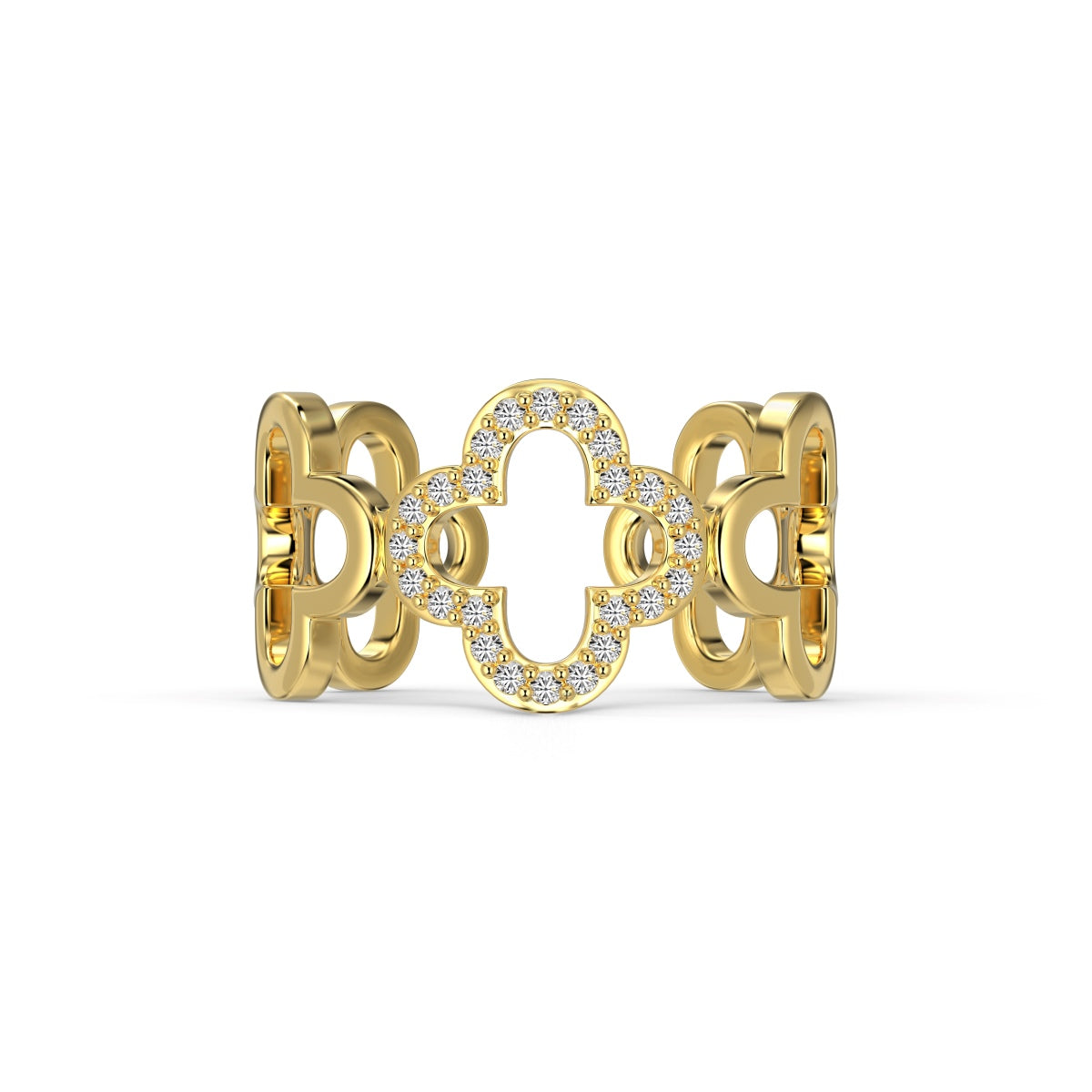 [CiCi]Hollow Design Four-Leaf Clover Flower Shape Ring