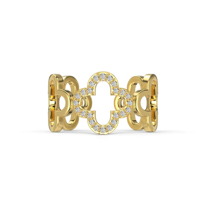 [CiCi]Hollow Design Four-Leaf Clover Flower Shape Ring