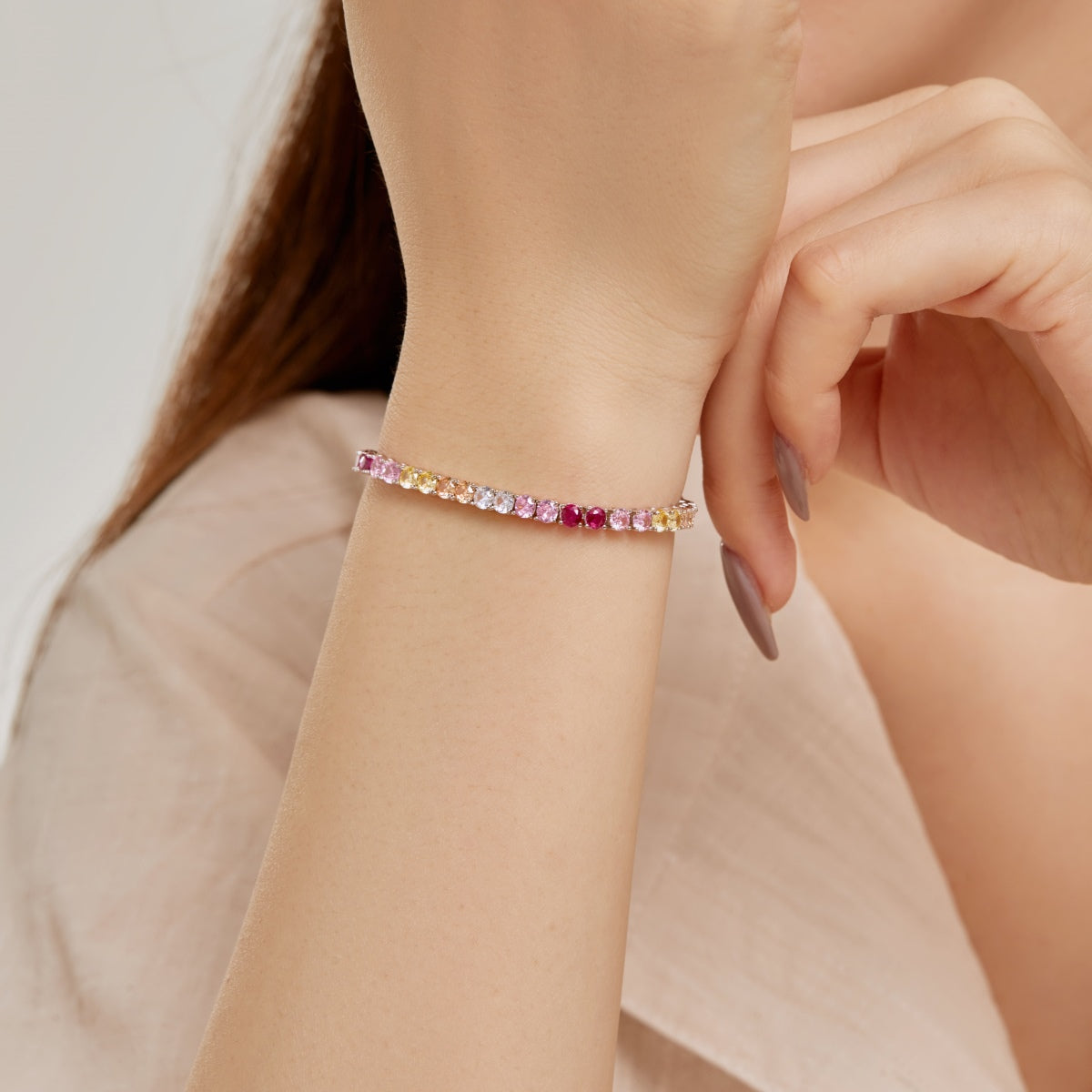 [CiCi]Radiant Colorful Round Cut Tennis Bracelet