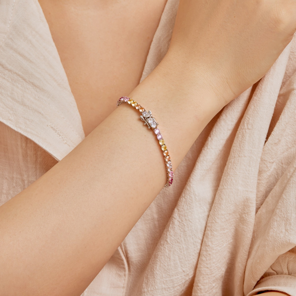 [CiCi]Radiant Colorful Round Cut Tennis Bracelet