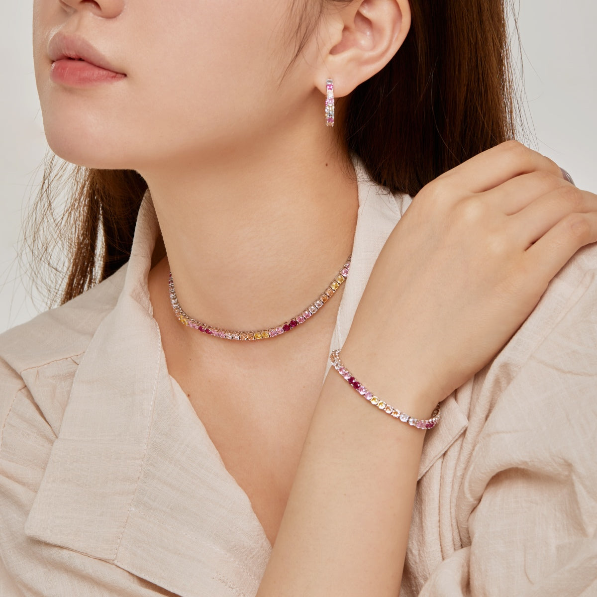 [CiCi]Radiant Colorful Round Cut Tennis Bracelet