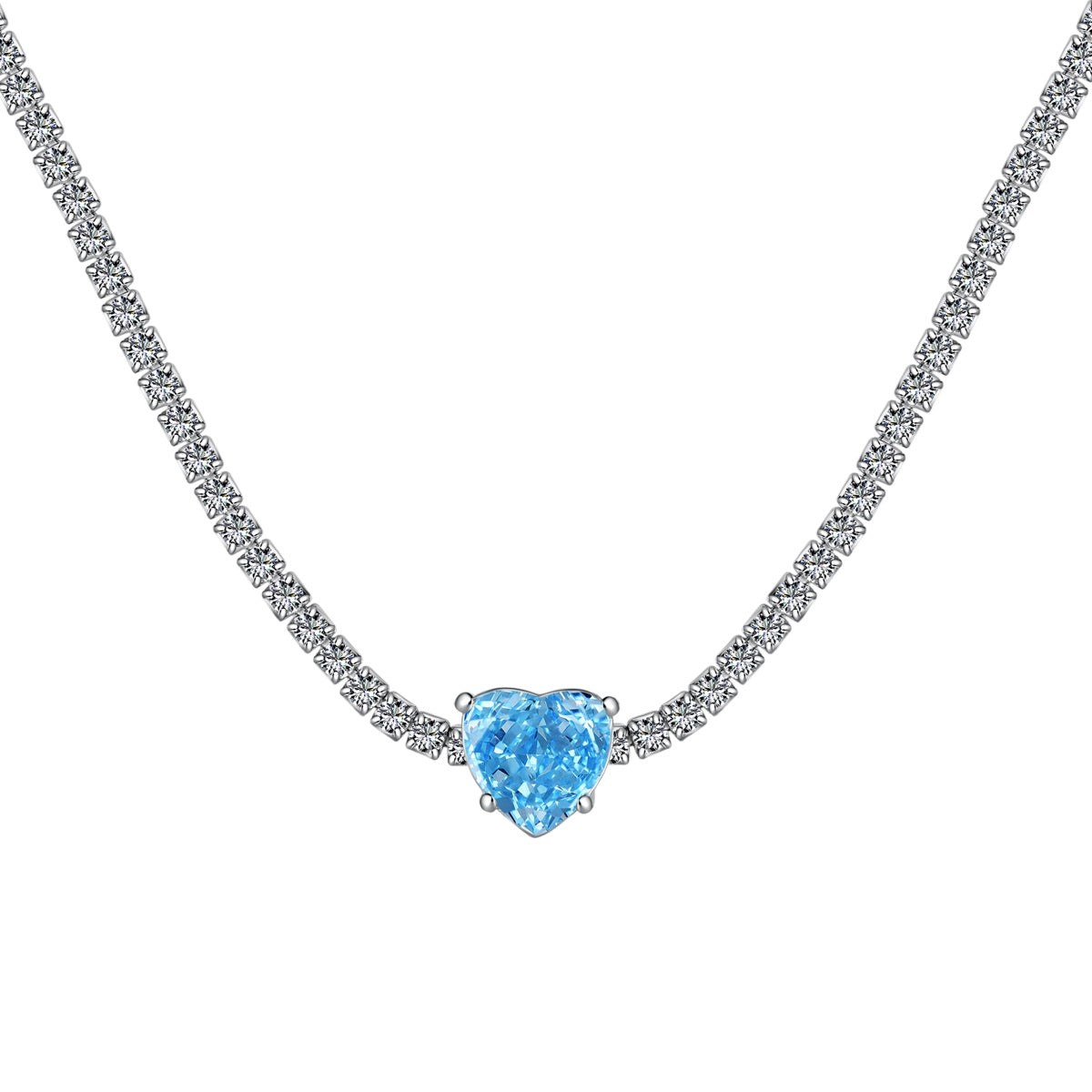 [CiCi]2.0 Carat Sparkling Tennis Heart Cut Necklace