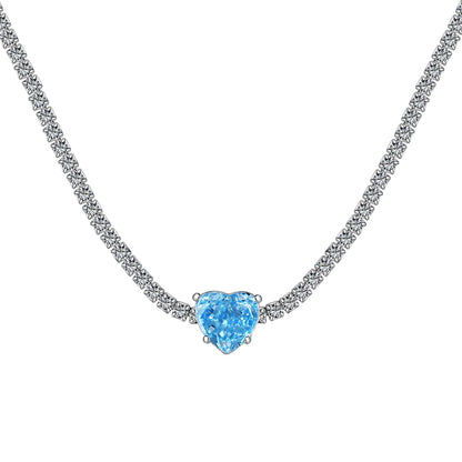 [CiCi]2.0 Carat Sparkling Tennis Heart Cut Necklace
