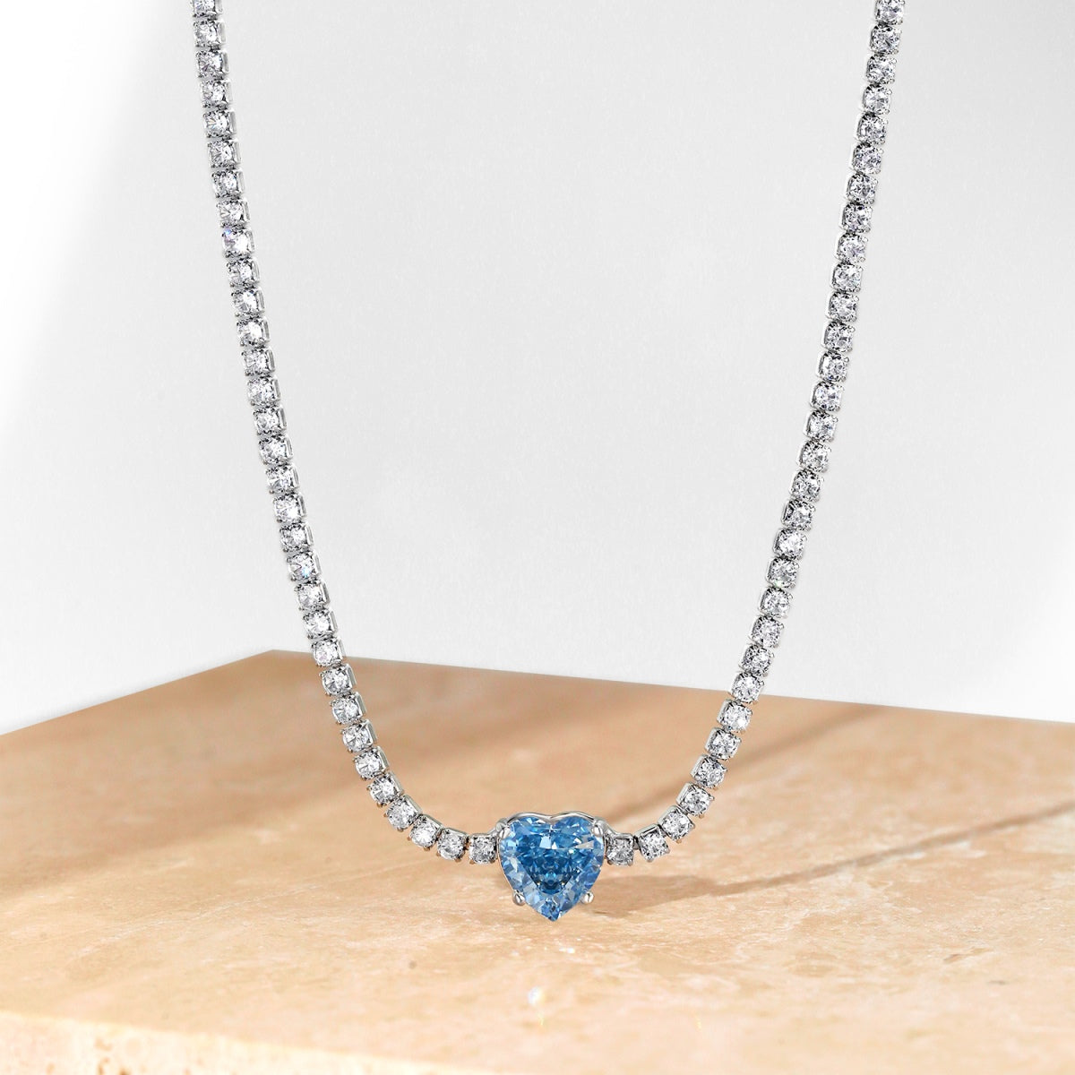 [CiCi]2.0 Carat Sparkling Tennis Heart Cut Necklace