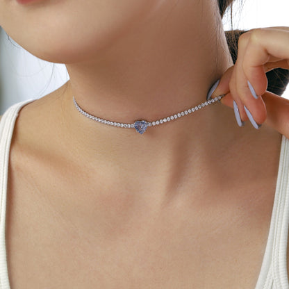 [CiCi]2.0 Carat Sparkling Tennis Heart Cut Necklace