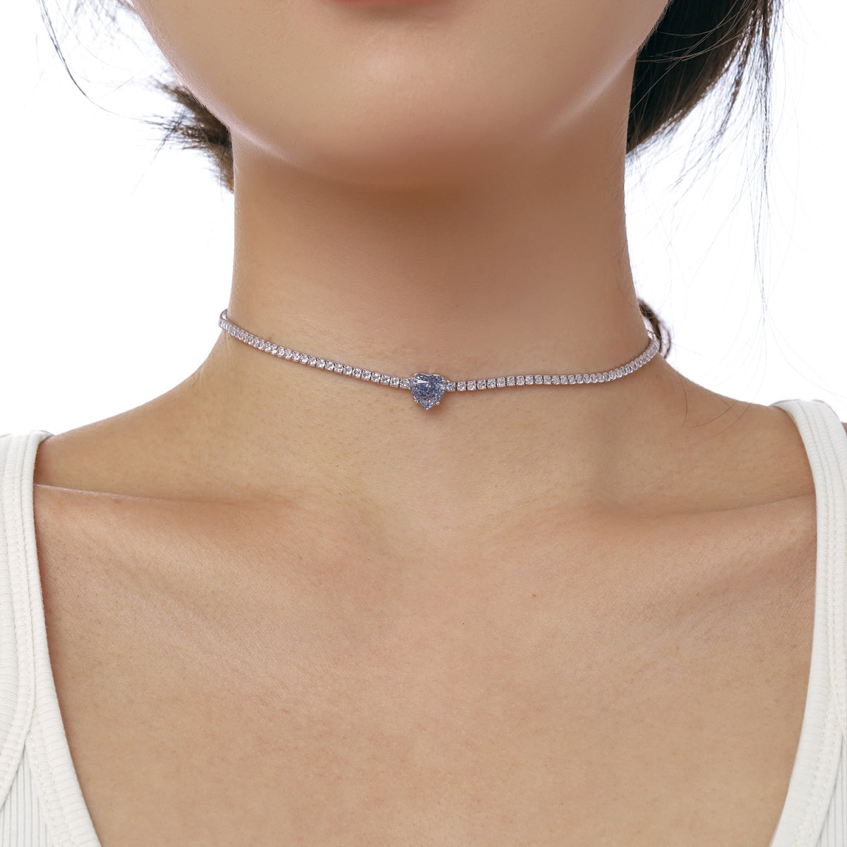 [CiCi]2.0 Carat Sparkling Tennis Heart Cut Necklace